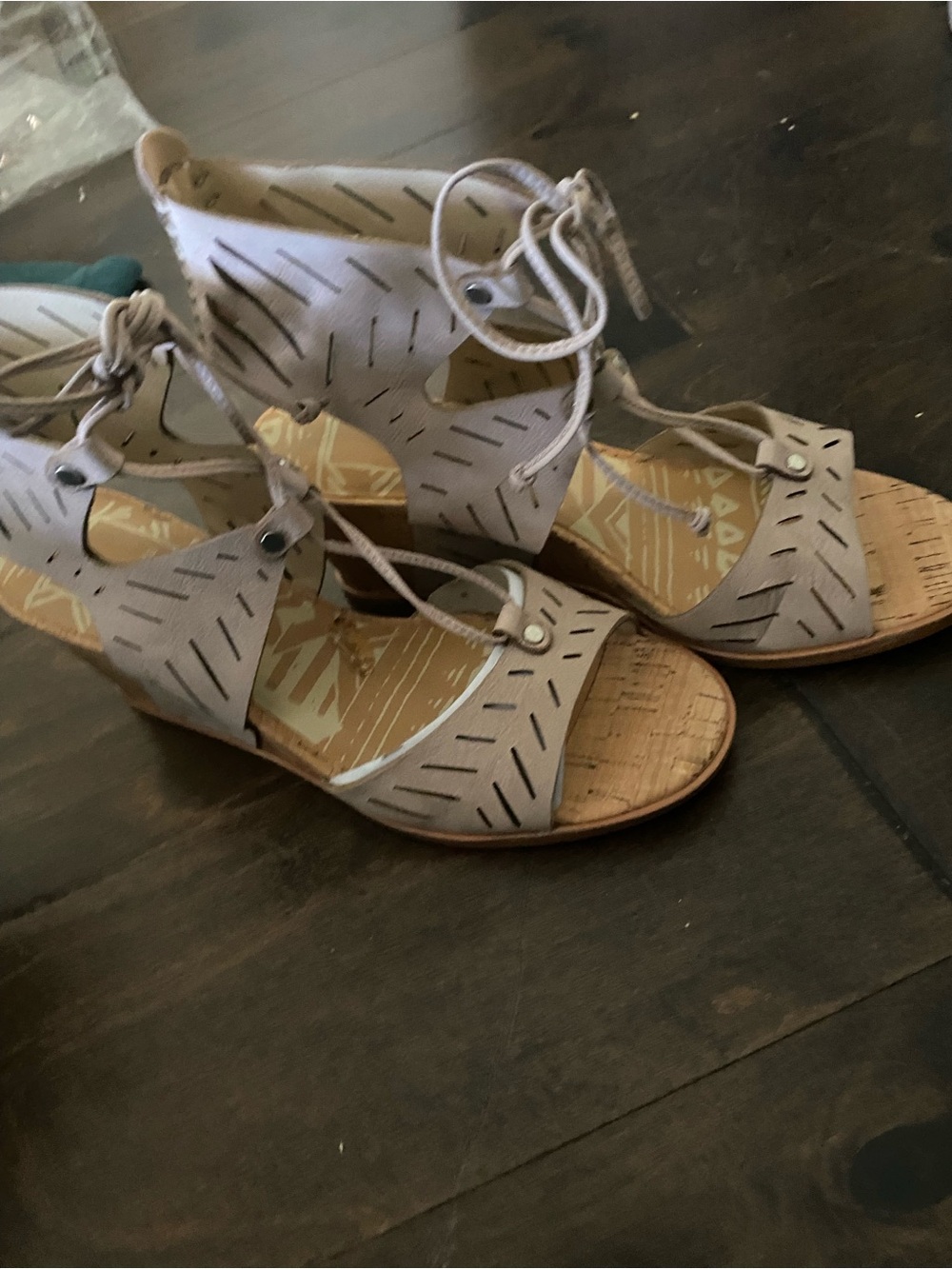 Dolce Vita Light Gray Laser-Cut Lace-Up Sandals